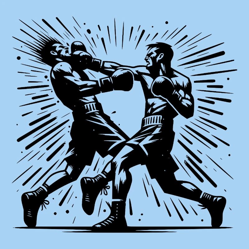 Action de boxe rétro Le coup de poing décisif