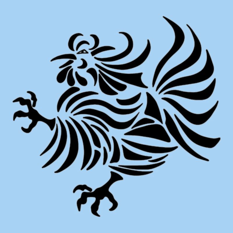 Dessin au trait complexe d'un coq