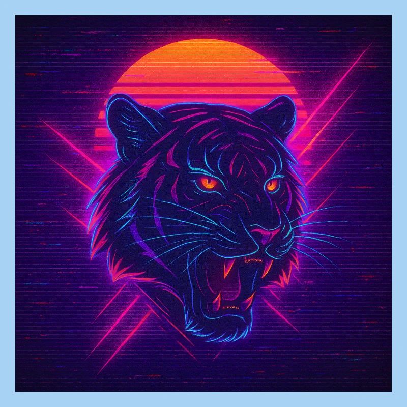 Neon Sunset Cat