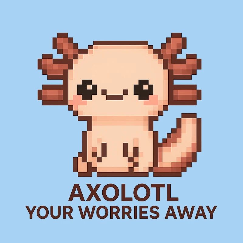 Pixel art axolotl avec texte de blague