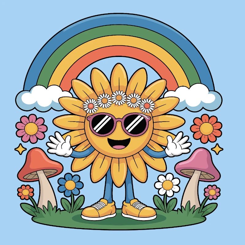 Hippie - Sonnenblume Regenbogen