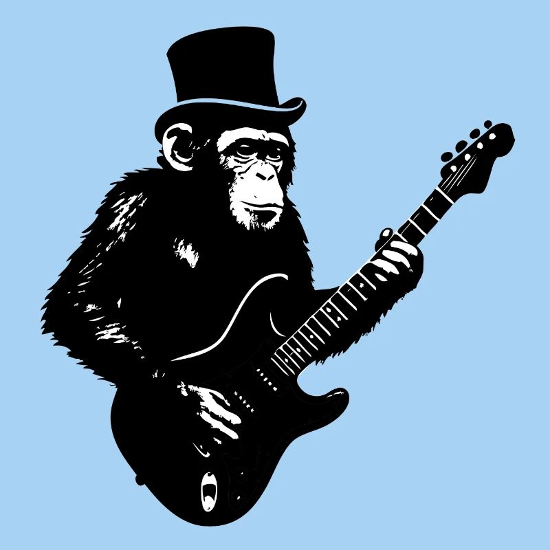 Greifende Affe mit E-Gitarre im Retro-Style