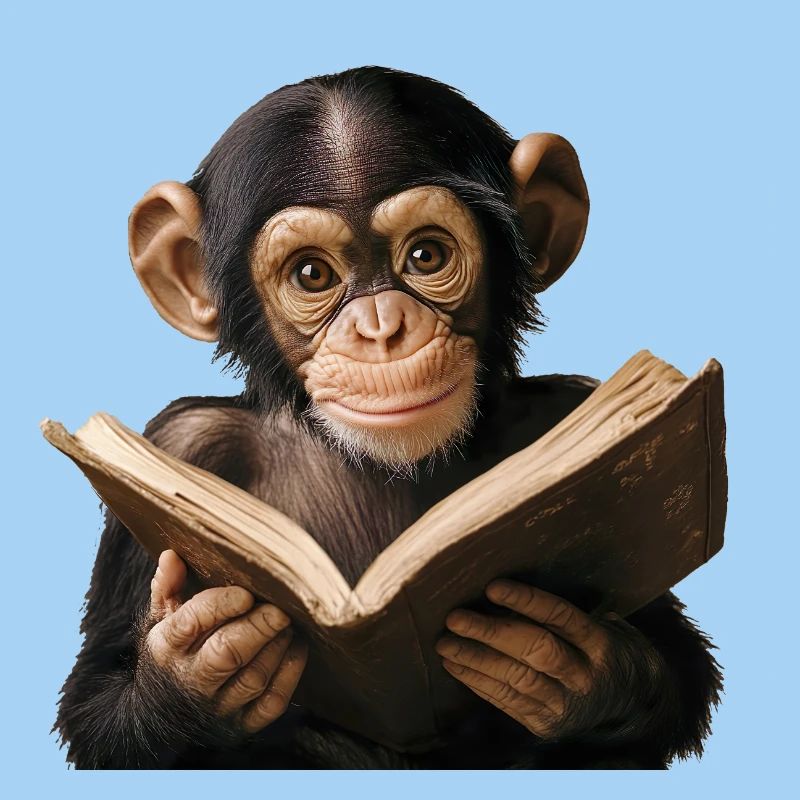 Inquisitive monkey with book