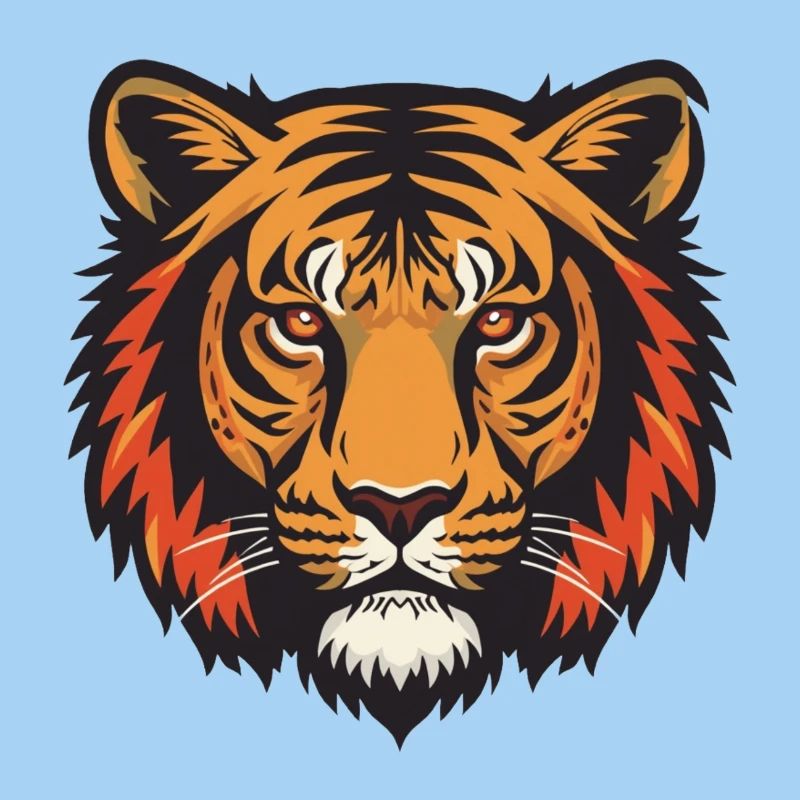 Expressive tiger head impression