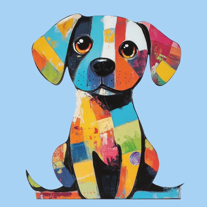 Farbenfroher Patchwork, bunter Hund