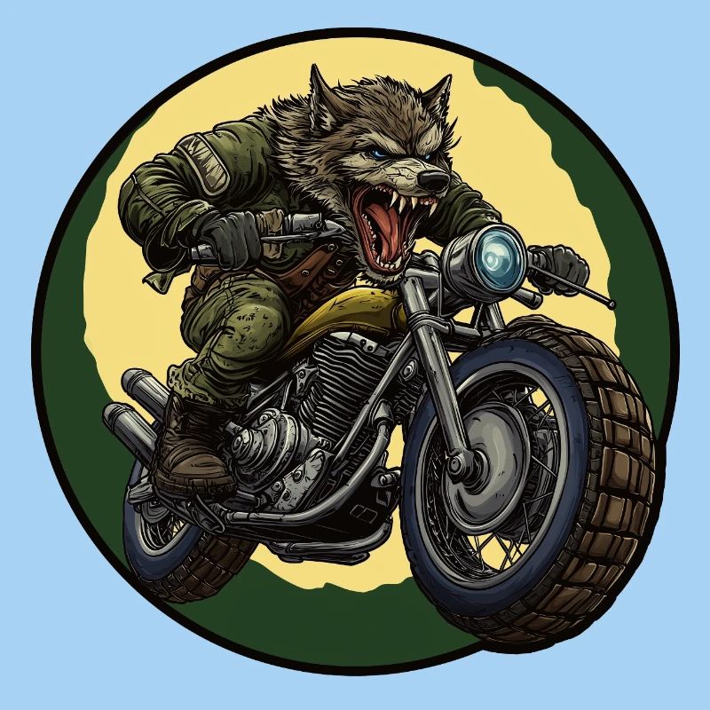 Werewolf biker under moonlight