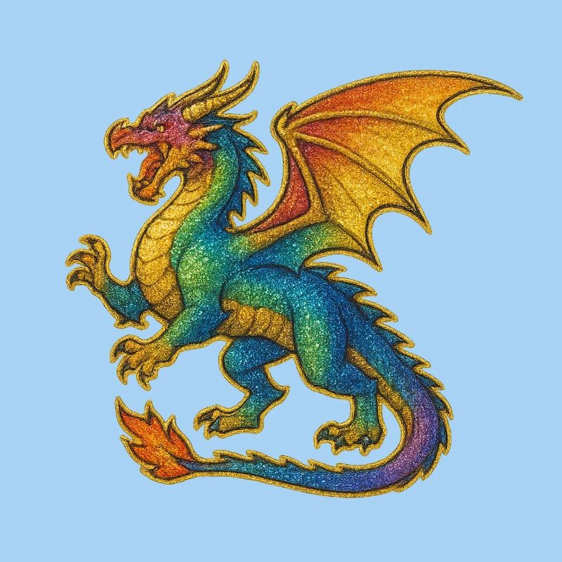 Rainbow Glitter Dragon