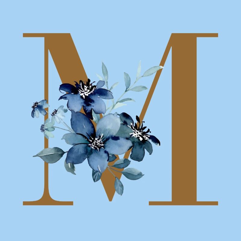 Monogramm M mit Blaublüten