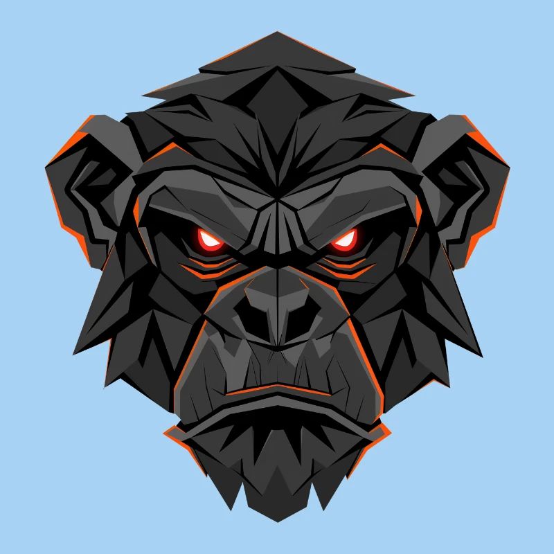 Neon Gorilla Lowpoly Face