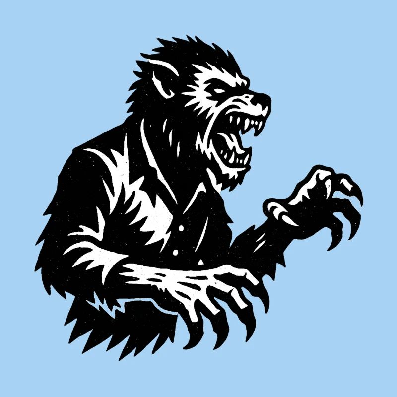 Werwolf Silhouette Schwarzweiß