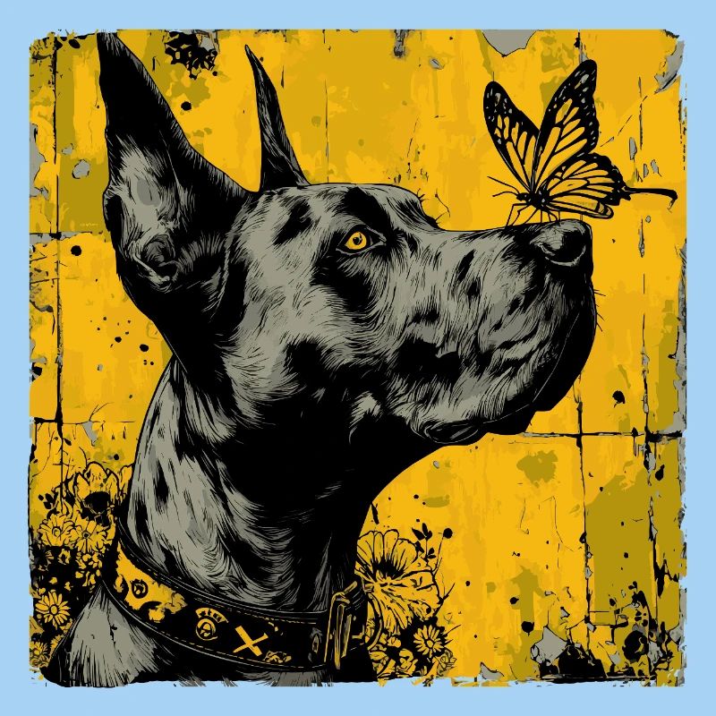 Funny Great Dane and Butterfly