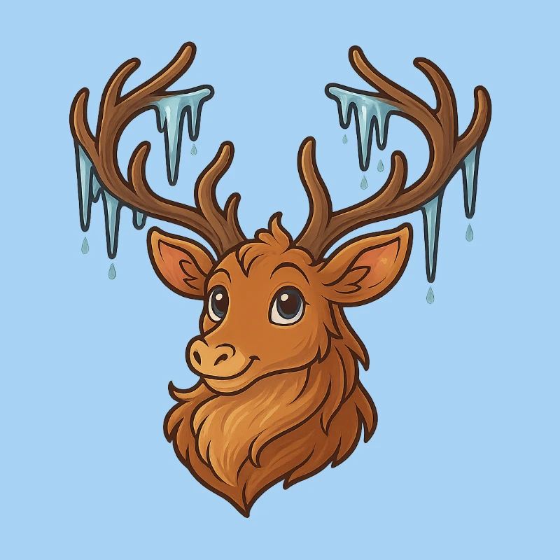 Winter deer with icicles