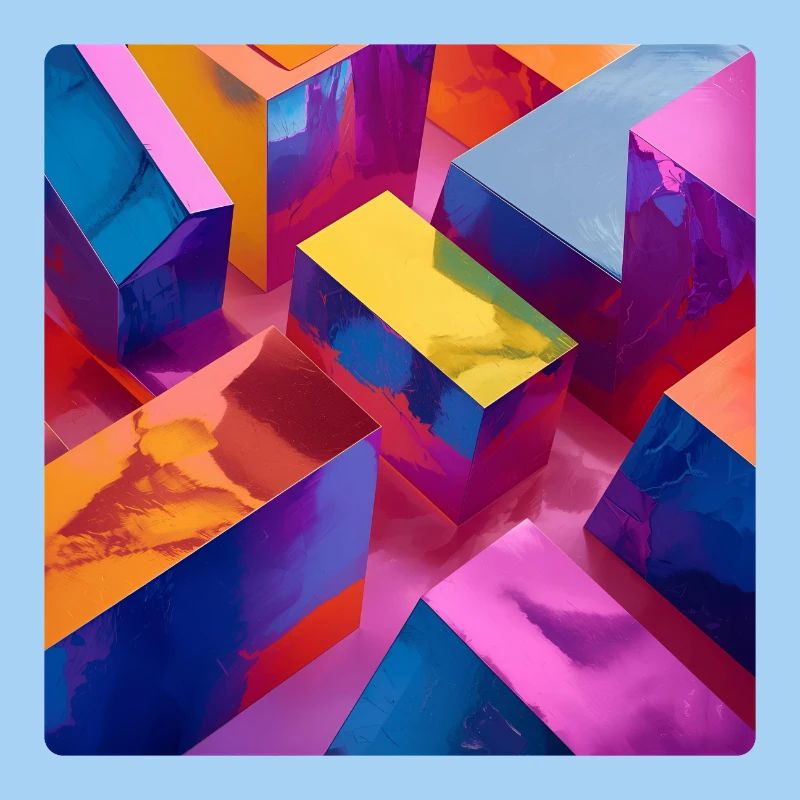 Neon 3D blocks colorful with shiny effect