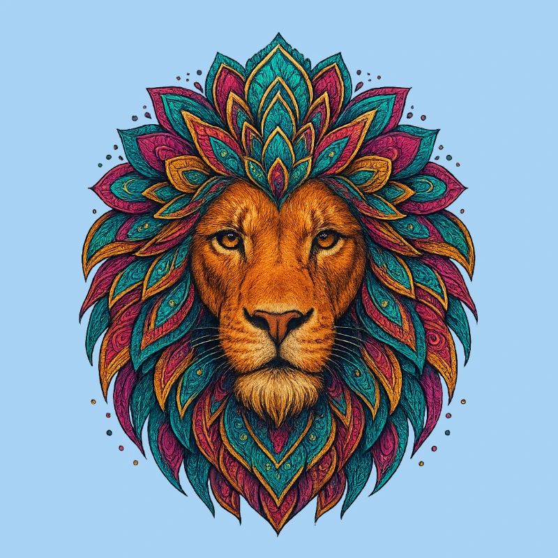 Mandala-Löwe – bunter Kopf