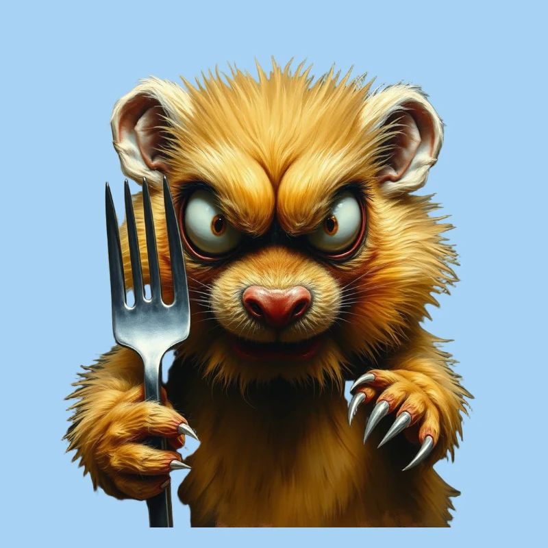 Horror-Hamster mit Gabel