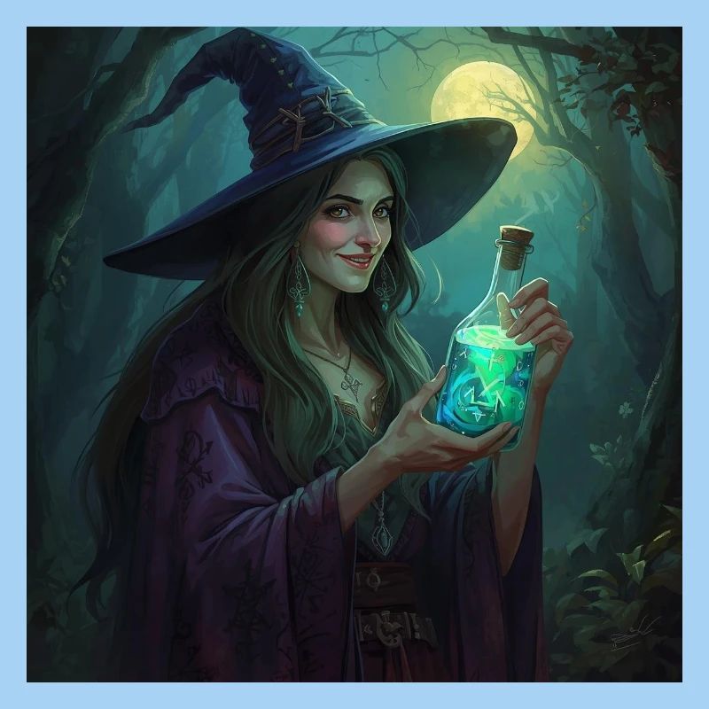 Forest Witch with Glowing Potion