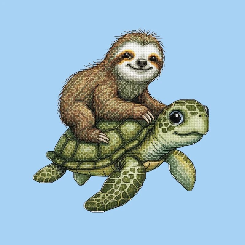 Faultier auf Schildkröte Illustration