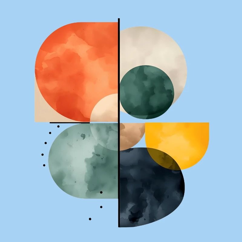 Abstract Circles Watercolor Design Colorful Geometry