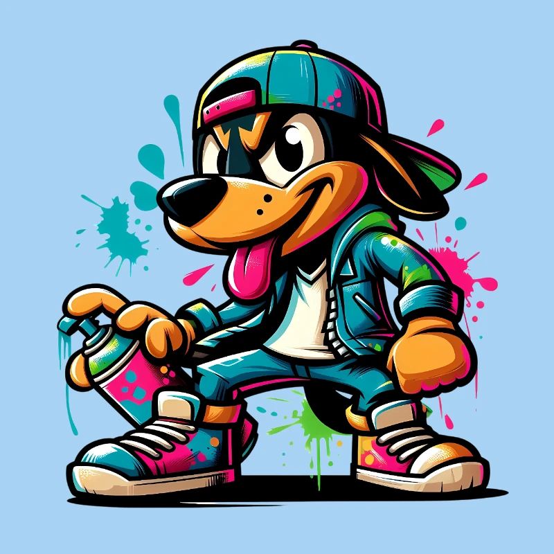 Graffiti Hund Skateboard Stil