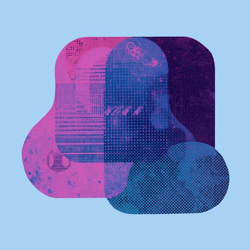 Couches techniques abstraites — Art numérique bleu et rose