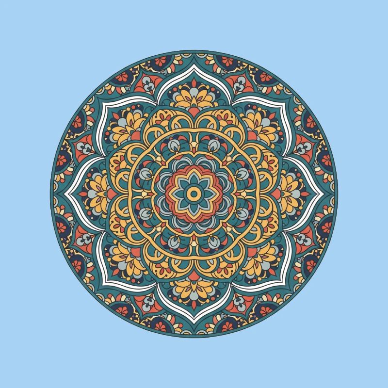 Mandala Circle Pattern in Blue Gold
