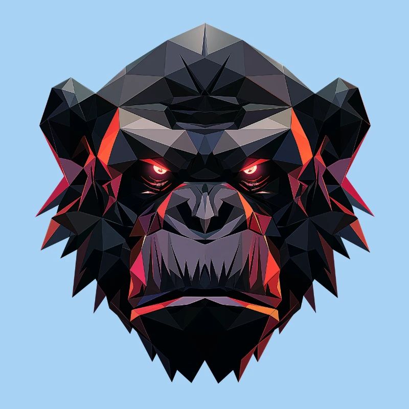 Gorilla Prisma Kopf Low Poly Art Design