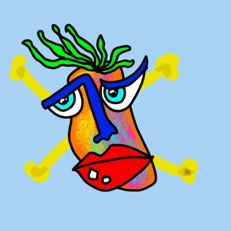 Colorful Face with Bone Backdrop