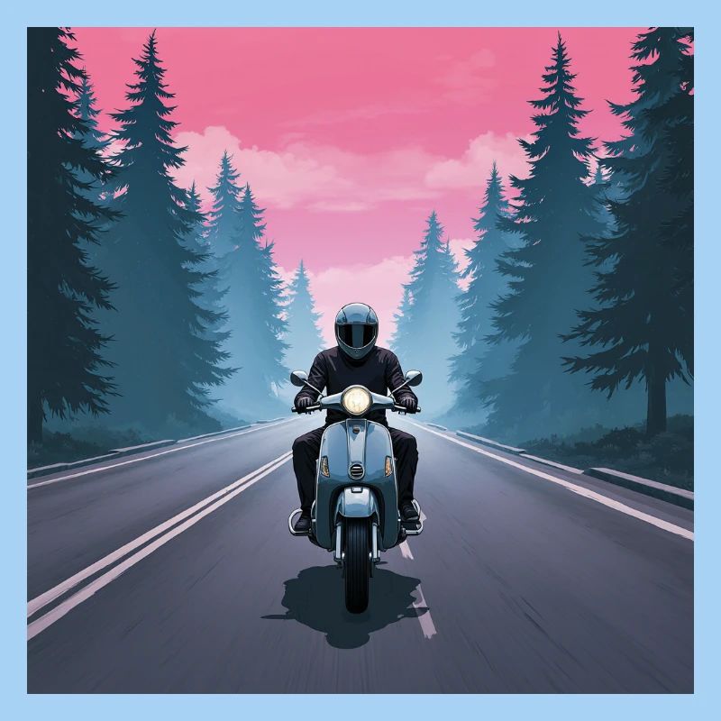 Motorradfahrer im Wald