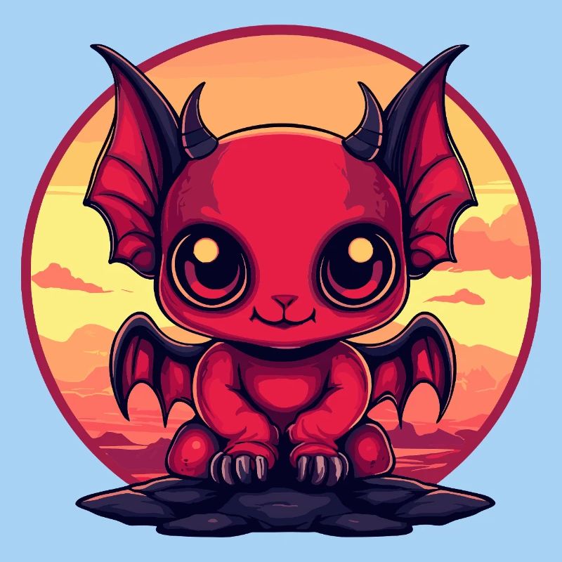 Roter Dämonen-Kobold am Abend