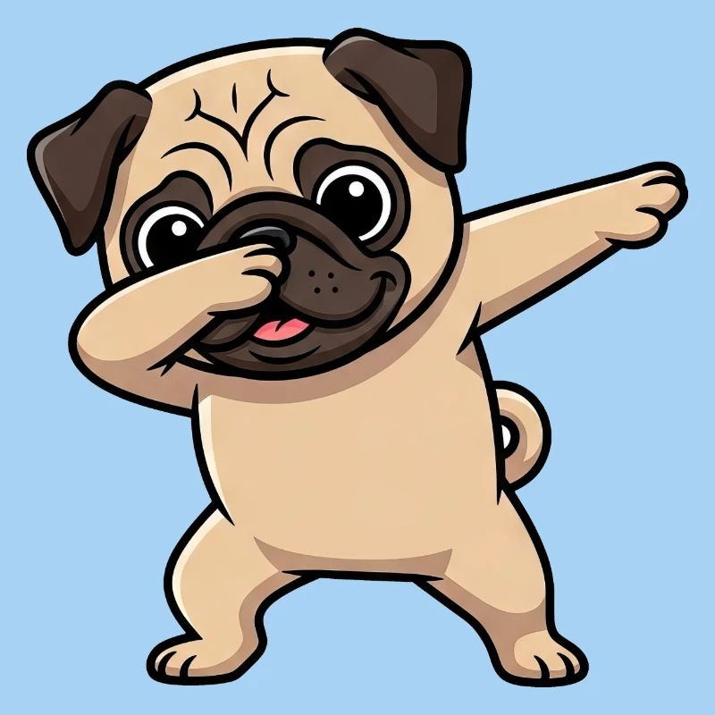 Süßer Mops Cartoon Dabbing Hund Kinder