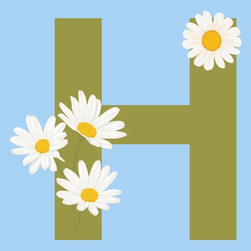 Buchstabe h grüne Gänseblümchen