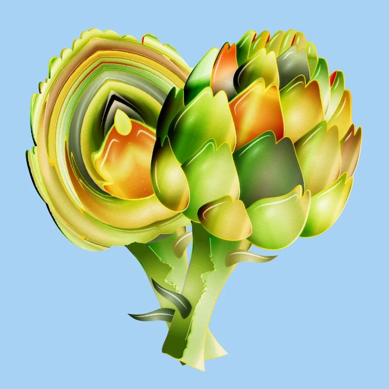Illustration délicate d’artichauts dans des tons verts chauds