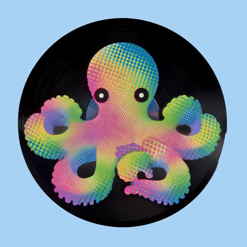 Pixel Octopus coloré sur vinyle