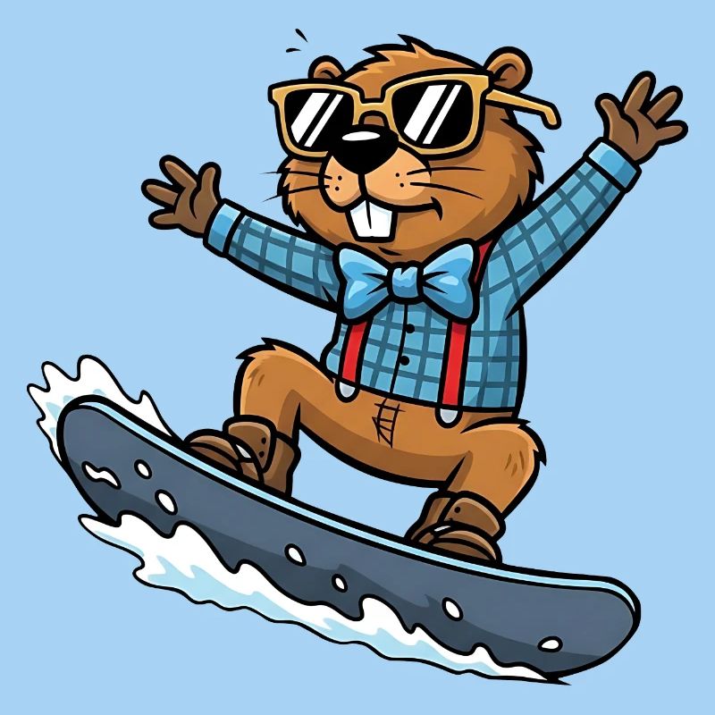 Cooler Snowboard Biber Comic Sonnenbrille