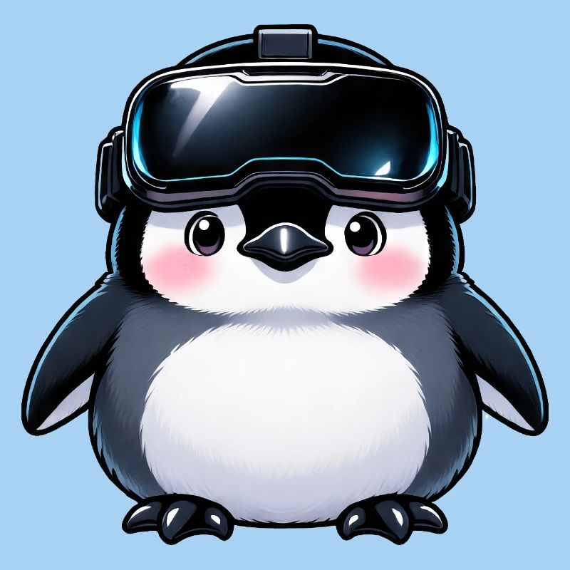 VR-Pinguin mit Headset
