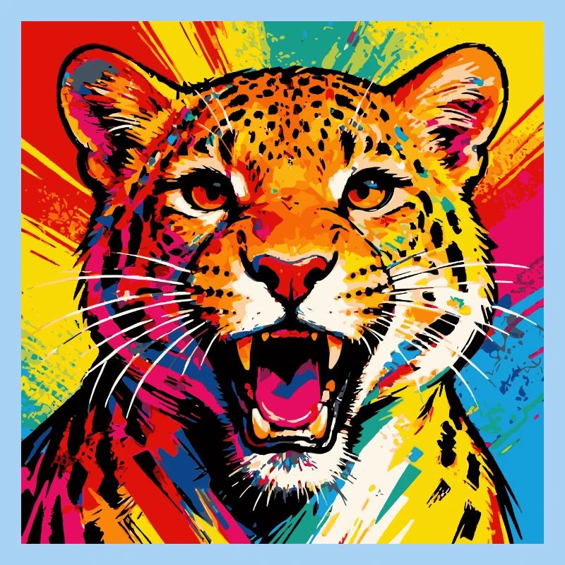 Explosion de couleurs du léopard pop art