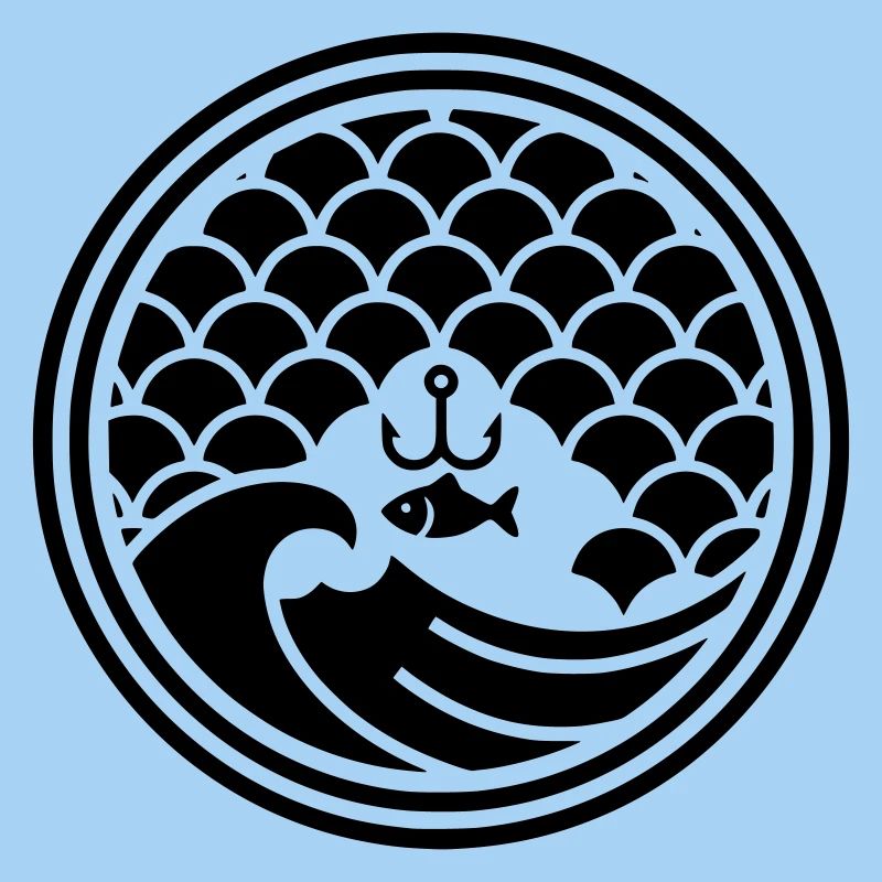 Japan Angler Wave Hook Design Vector