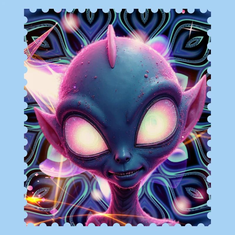 Neon-Alien Porträt im Psychedelicht
