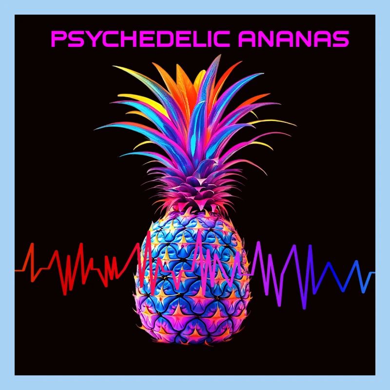 Psychedelischer Ananas Neonprint