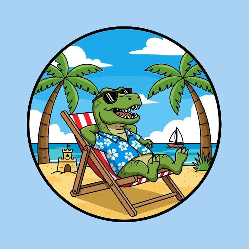 Cool Dinosaur Beach Vacation Summer Vibes