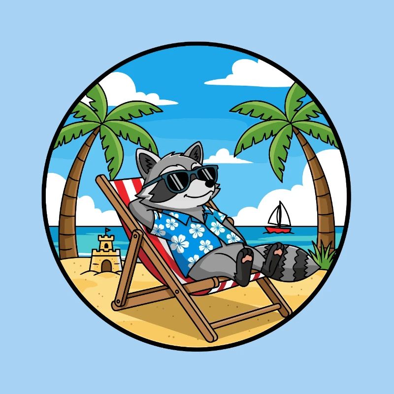 Cool Raccoon Beach Vacation Summer Vibes
