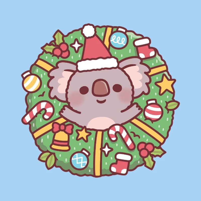 Süßer Koalabär im Weihnachtskranz