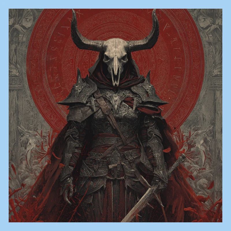 Demon Warrior with Skull Helmet