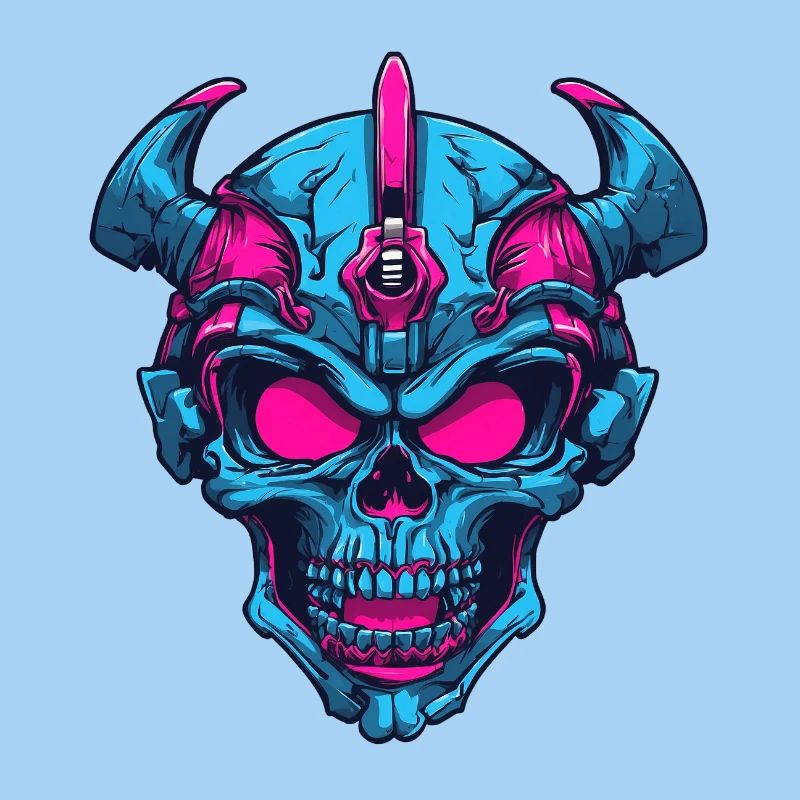 Neon Dämonenschädel