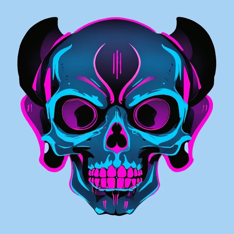 Neon Skull mit Kopfhörern