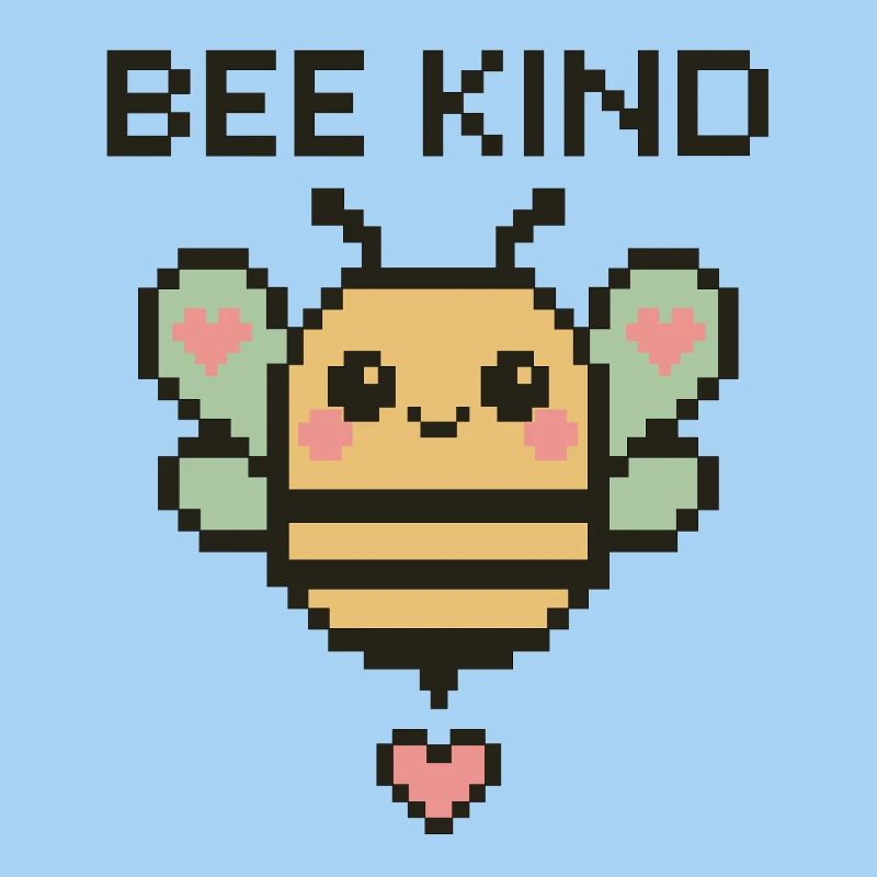 Bee Kind - Pixelbiene mit Herzchen