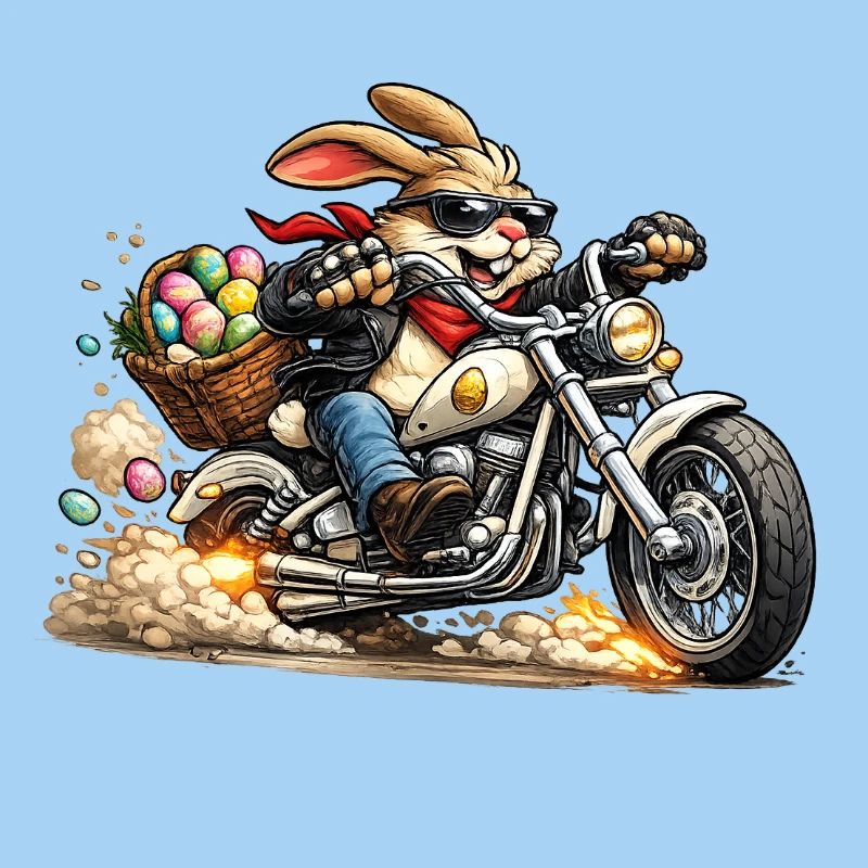 Lapin de Pâques à moto