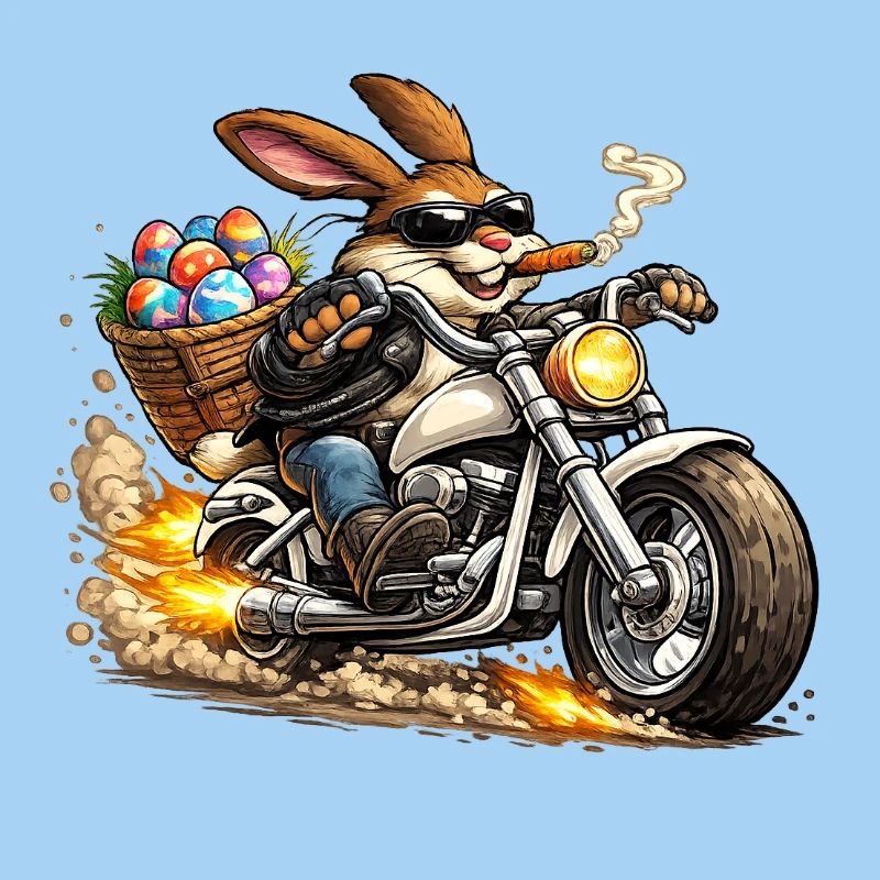 Lapin de Pâques à moto