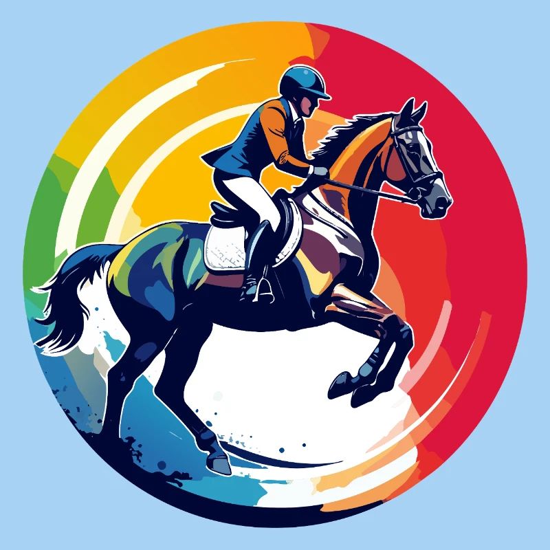 Regenbogen Springpferd Pferd Springreiten Motiv