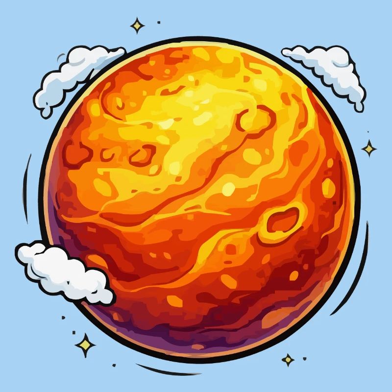 Glowing Mars Neon Planet